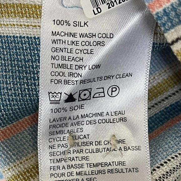 Tommy Bahama Button Up Shirt Adult Large Blue Striped Hawaiian Beach Silk Mens - Picture 8 of 10